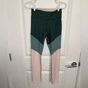 Outdoor Voices Women's Tri-Color Leggings Small Green, Blue, Pink